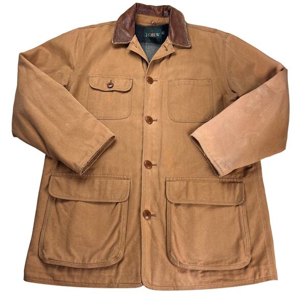 J. Crew Brown Chore Coat Jacket Men's size Small Removable Wool Liner Button up - Picture 1 of 9